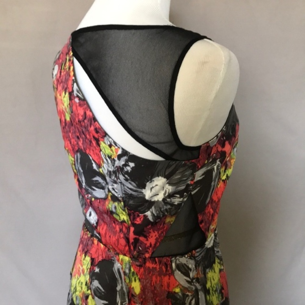 Rachel Roy Cutout Mesh Painted Canvas Edgy Mini Dress